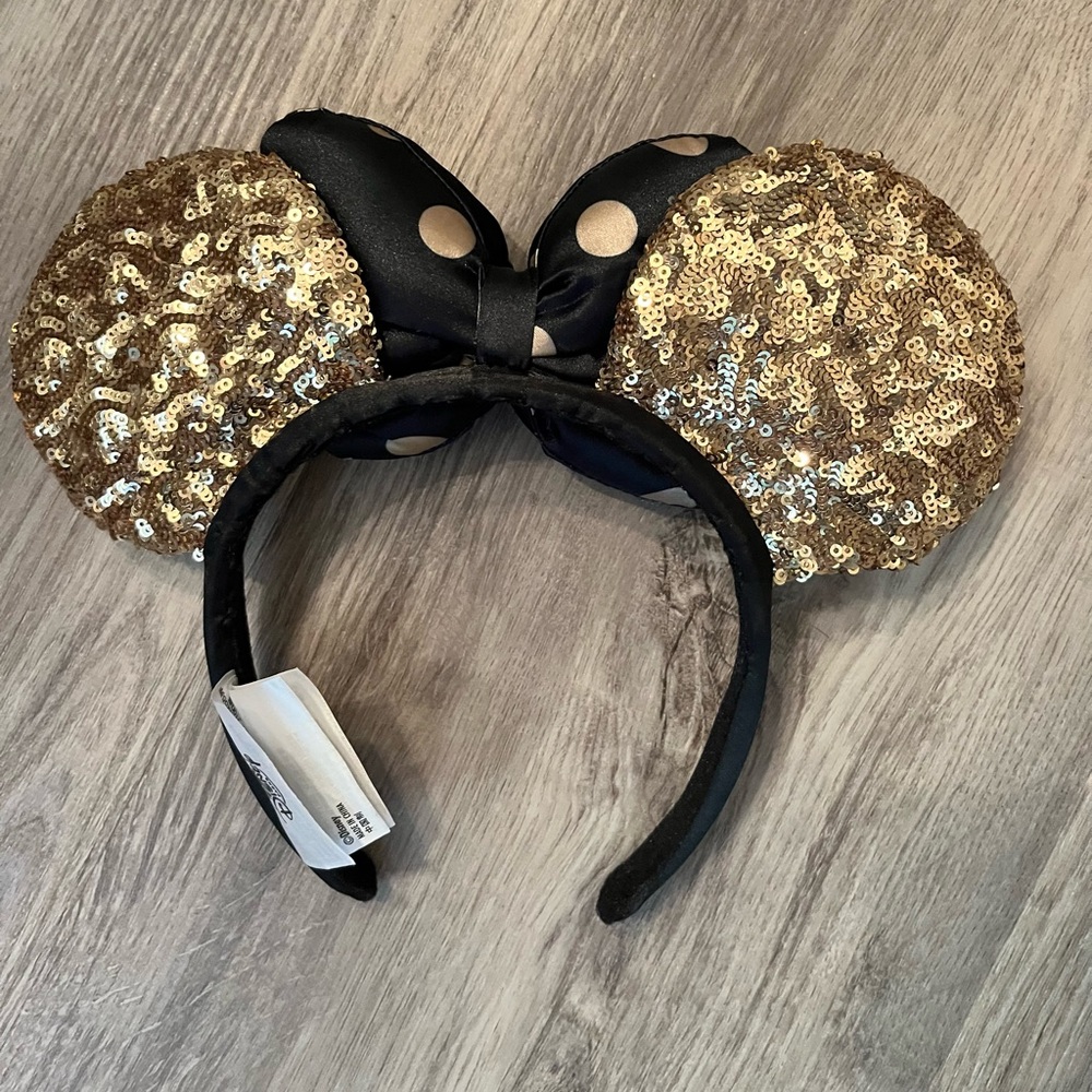 Disney Mickey Ears Black Gold Tan